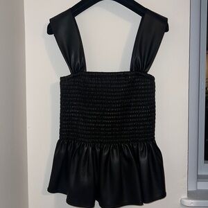 Leather Poplin Staud Top , size XS